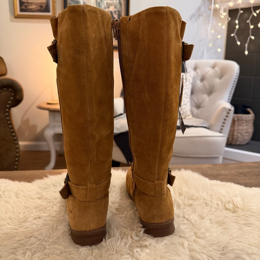 NWT b.o.c by BØRN Tall Brown Suede Riding Boots Size 6M Buckles FLEXTRA - Picture 5 of 11